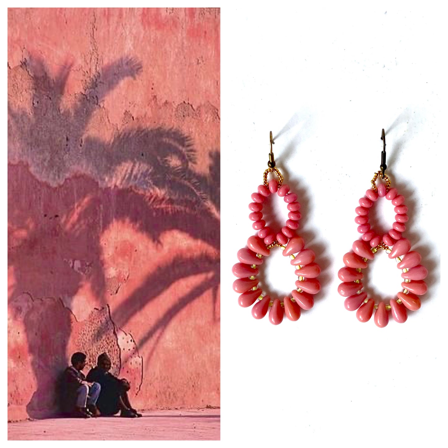 PENDIENTES ROSA ENTRE PALMERAS